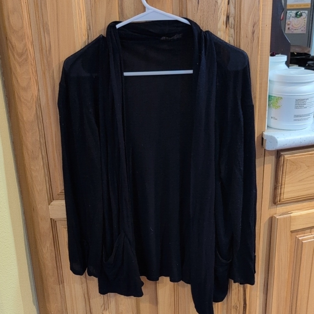 JM Fleurette Navy Blue Open Drape Cardigan